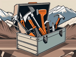A toolbox with various handyman tools like a hammer